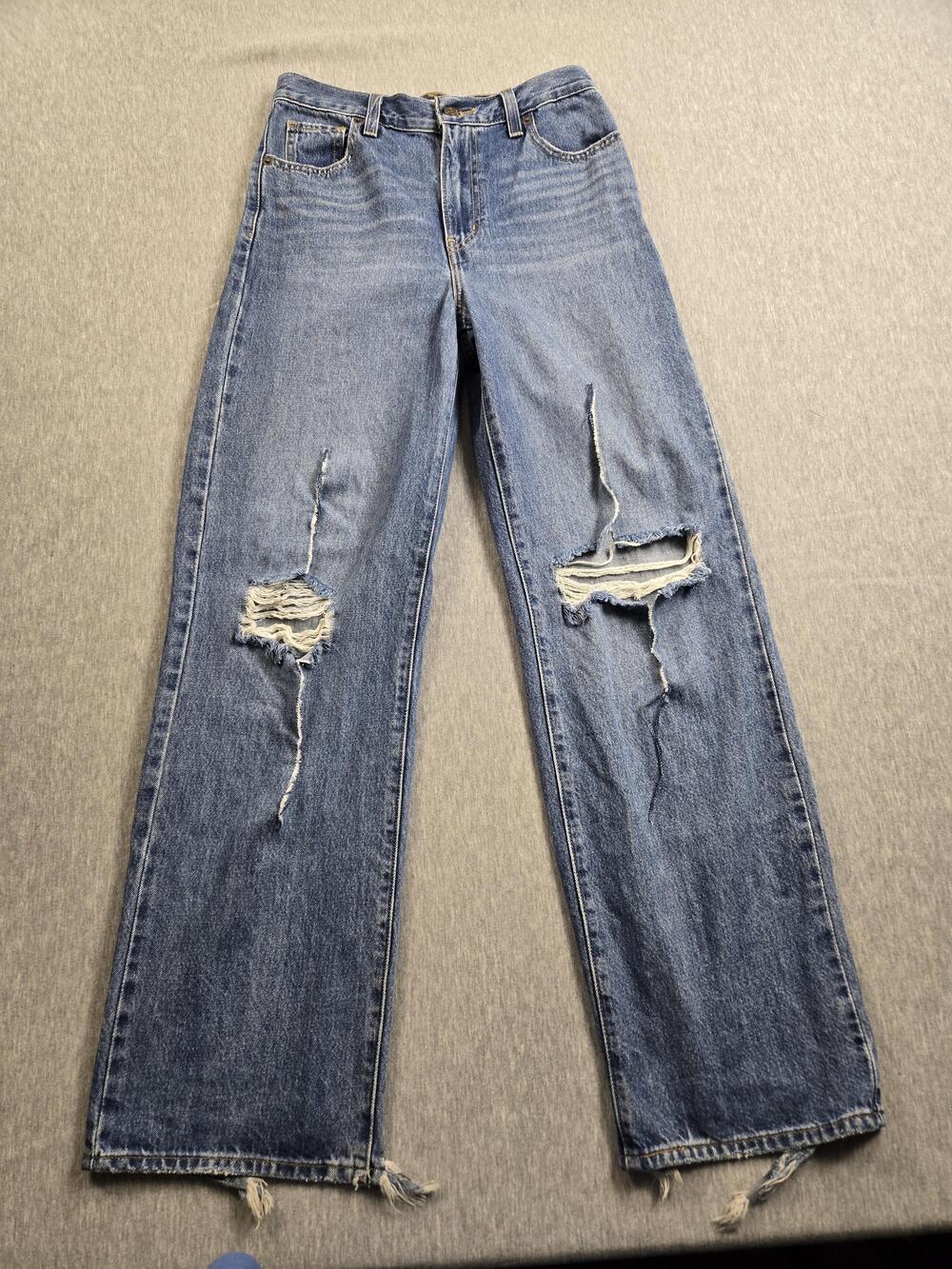 Levi Strauss Jeans Womens 26 High Waisted Straight Distressed Denim 31 Inseam